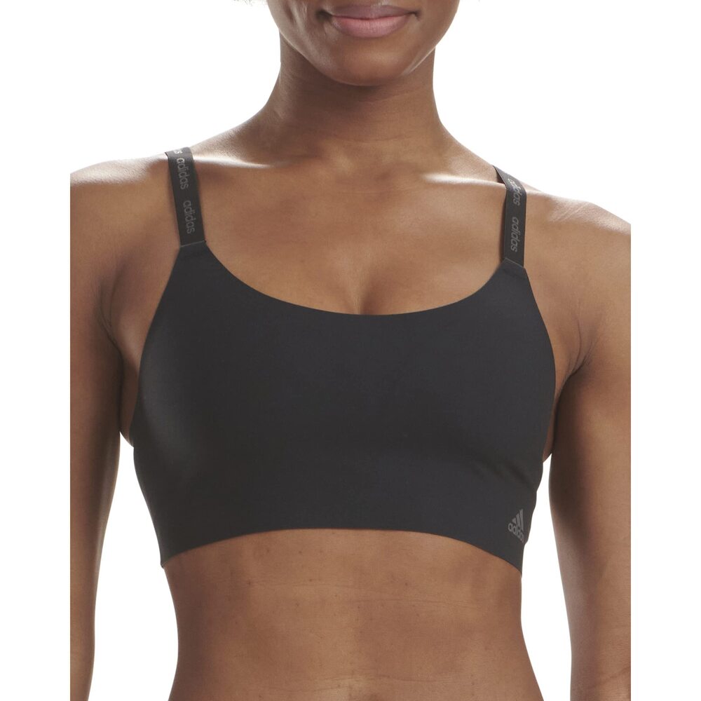 adidas Women's Seamless Scoop Lounge Bra,Black/Forged Iron, Medium